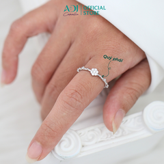 Nhẫn Bạc Nữ ADJ Freesize Hoa 5 Cánh Tròn Đính Đá Nữ Tính SN118210AD