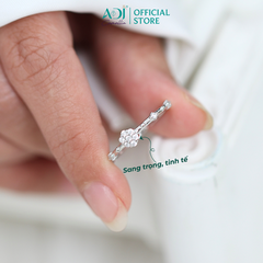 Nhẫn Bạc Nữ ADJ Freesize Hoa 5 Cánh Tròn Đính Đá Nữ Tính SN118210AD