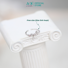 Nhẫn Bạc Nữ ADJ Freesize Flower Garden Hoa Bướm Phối Đá Hồng Nàng Thơ SN118211AD