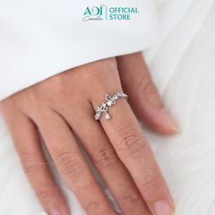 Nhẫn Bạc Nữ ADJ Freesize Flower Garden Hoa Bướm Phối Đá Hồng Nàng Thơ SN118211AD