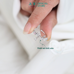 Nhẫn Bạc Nữ ADJ Freesize Flower Garden Hoa Bướm Phối Đá Hồng Nàng Thơ SN118211AD