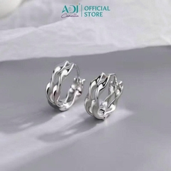 Khuyên Tai Nữ Bạc ADJ 925 Silver Wave Gợn Sóng Xoắn Cá Tính Phá Cách SB118198