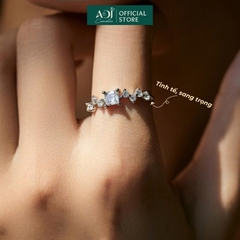 Nhẫn Bạc Nữ ADJ 925 Đính Đá Vuông Lấp Lánh Sang Trọng Phụ Kiện Trang Sức Nữ Cao Cấp SN16203AD