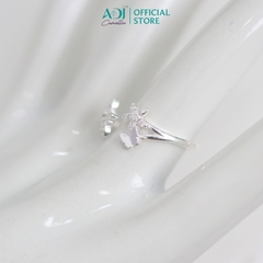 Nhẫn Bạc Nữ ADJ 925 Nhẫn Hở Bông Hoa Đính Hạt Lấp Lánh Phụ Kiện Trang Sức Nữ Cao Cấp SN16201AD