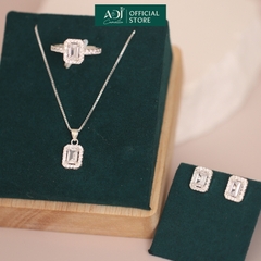 Bộ Trang sức bạc 925 ADJ Tiffany Viên Chữ Nhật To Mang Ánh Sáng Tinh Tế