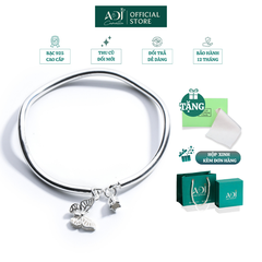 Vòng Tay Nữ Bạc ADJ 999 Vòng Gợn Sóng Mặt Hình Bướm Phụ Kiện Trang Sức Nữ Cao Cấp SVC154100AD
