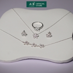 Bộ sản phẩm Trang sức bạc 925 ADJ đính đá CZ sang trọng cao cấp Bông hoa 5 cánh