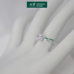 Nhẫn Bạc Nữ ADJ 4 Chấu Cánh Sen Trụ Tròn Nạm Đá Viên Chủ Lấp Lánh Sang Trọng