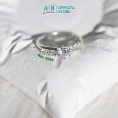 Nhẫn Bạc Nữ ADJ 925 Đính Đá Chủ Tròn 6 Chấu Phụ Kiện Trang Sức Nữ SN15606AD