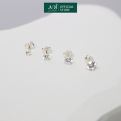 Bông tai Trang sức bạc 925 ADJ đính đá CZ sang trọng cao cấp Châu Tròn Pha Lê 6 Li SB10047AD-SB1146