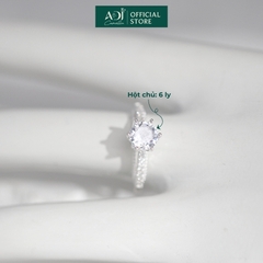 Nhẫn Bạc Nữ ADJ Trụ Vương Miện Cao phối Viền Đôi Nạm Đá Lấp Lánh