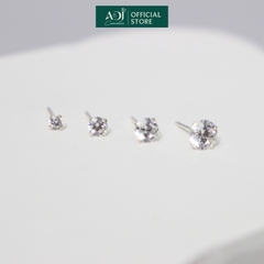Bông tai Trang sức bạc 925 ADJ đính đá CZ sang trọng cao cấp Châu Tròn Pha Lê 4 Li SB10045AD-SB1144