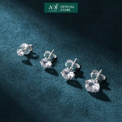 Bông tai Trang sức bạc 925 ADJ đính đá CZ sang trọng cao cấp Châu Tròn Pha Lê 5 Li SB10046AD-SB1145