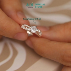 Nhẫn Bạc Nữ ADJ 925 Đính Đá Chủ Tròn 6 Chấu Phụ Kiện Trang Sức Nữ SN15606AD