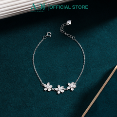 Bộ sản phẩm Trang sức bạc 925 ADJ đính đá CZ sang trọng cao cấp Bông hoa 5 cánh