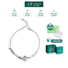 Lắc Tay Nữ Bạc ADJ 925 Cỏ 4 Lá Dập Nổi Kèm Họa Tiết Phụ Kiện Trang Sức Nữ Cao Cấp SL134252AD