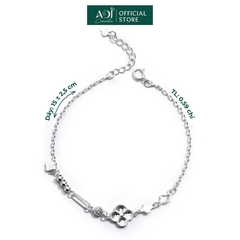 Lắc Tay Nữ Bạc ADJ 925 Cỏ 4 Lá Dập Nổi Kèm Họa Tiết Phụ Kiện Trang Sức Nữ Cao Cấp SL134252AD