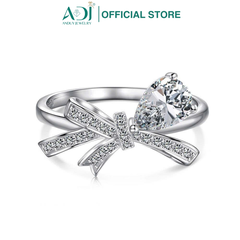 Nhẫn Bạc Nữ ADJ 925 Mặt Nơ Đính Hạt Giọt Nước Lấp Lánh Phụ Kiện Trang Sức Nữ Cao Cấp SN16202AD