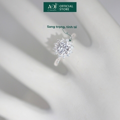 Nhẫn Bạc Nữ ADJ Hoa Mặt Trời 6 Chấu Trụ Cao Nạm Đá phối Viên Chủ Sang Trọng