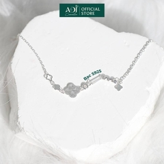 Lắc Tay Nữ Bạc ADJ 925 Cỏ 4 Lá Dập Nổi Kèm Họa Tiết Phụ Kiện Trang Sức Nữ Cao Cấp SL134252AD