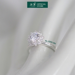 Nhẫn Bạc Nữ ADJ Hoa Mặt Trời 6 Chấu Trụ Cao Nạm Đá phối Viên Chủ Sang Trọng