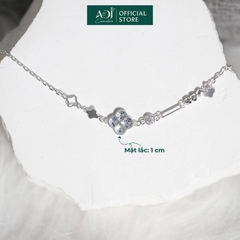 Lắc Tay Nữ Bạc ADJ 925 Cỏ 4 Lá Dập Nổi Kèm Họa Tiết Phụ Kiện Trang Sức Nữ Cao Cấp SL134252AD