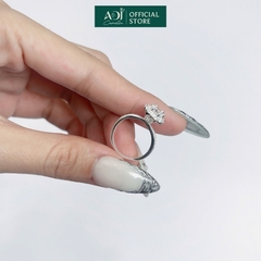 Nhẫn Bạc Nữ ADJ Hoa Mặt Trời 6 Chấu Trụ Cao Nạm Đá phối Viên Chủ Sang Trọng