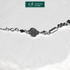 Lắc Tay Nữ Bạc ADJ 925 Cỏ 4 Lá Dập Nổi Kèm Họa Tiết Phụ Kiện Trang Sức Nữ Cao Cấp SL134252AD