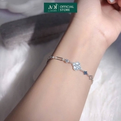 Lắc Tay Nữ Bạc ADJ 925 Cỏ 4 Lá Dập Nổi Kèm Họa Tiết Phụ Kiện Trang Sức Nữ Cao Cấp SL134252AD