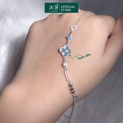 Lắc Tay Nữ Bạc ADJ 925 Cỏ 4 Lá Dập Nổi Kèm Họa Tiết Phụ Kiện Trang Sức Nữ Cao Cấp SL134252AD