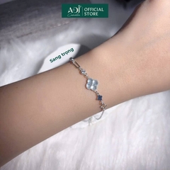 Lắc Tay Nữ Bạc ADJ 925 Cỏ 4 Lá Dập Nổi Kèm Họa Tiết Phụ Kiện Trang Sức Nữ Cao Cấp SL134252AD