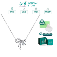 Dây Chuyền Bạc Nữ ADJ Hình Nơ Phối Đá Giọt Nước Lấp Lánh
