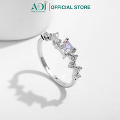 Nhẫn Bạc Nữ ADJ 925 Đính Đá Vuông Lấp Lánh Sang Trọng Phụ Kiện Trang Sức Nữ Cao Cấp SN16203AD