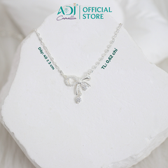 Dây Chuyền Bạc Nữ ADJ Hình Nơ Phối Đá Giọt Nước Lấp Lánh