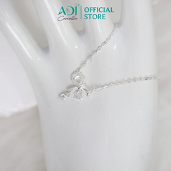 Dây Chuyền Bạc Nữ ADJ Hình Nơ Phối Đá Giọt Nước Lấp Lánh