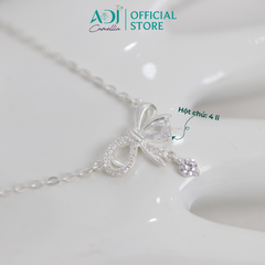 Dây Chuyền Bạc Nữ ADJ Hình Nơ Phối Đá Giọt Nước Lấp Lánh
