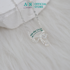 Dây Chuyền Bạc Nữ ADJ Hình Nơ Phối Đá Giọt Nước Lấp Lánh