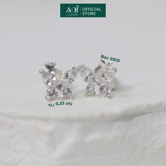 Bông tai Trang sức bạc 925 ADJ an toàn sang trọng cao cấp Đôi Bướm Hồ Điệp SB14704AD