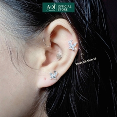 Bông tai Trang sức bạc 925 ADJ an toàn sang trọng cao cấp Đôi Bướm Hồ Điệp SB14704AD