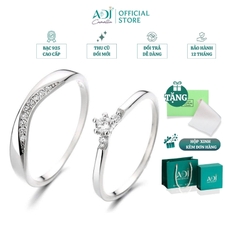 Nhẫn Đôi Bạc ADJ 925  Cổ Điển Xoắn Óc Phụ Kiện Trang Sức Nữ Cao Cấp