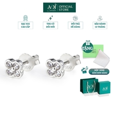 Bông hoa tai nữ Trang sức bạc 925 ADJ đính đá CZ sang trọng cao cấp Giọt Sương Trên Hoa SB13797AD