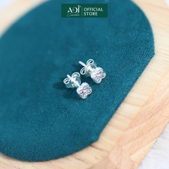 Bông hoa tai nữ Trang sức bạc 925 ADJ đính đá CZ sang trọng cao cấp Giọt Sương Trên Hoa SB13797AD