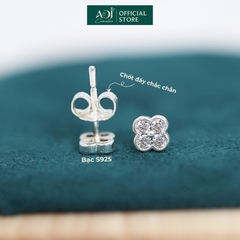 Bông hoa tai nữ Trang sức bạc 925 ADJ đính đá CZ sang trọng cao cấp Giọt Sương Trên Hoa SB13797AD