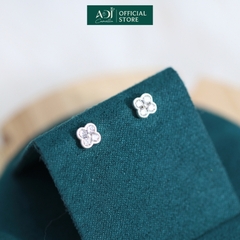 Bông hoa tai nữ Trang sức bạc 925 ADJ đính đá CZ sang trọng cao cấp Giọt Sương Trên Hoa SB13797AD