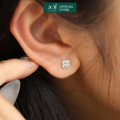 Bông hoa tai nữ Trang sức bạc 925 ADJ đính đá CZ sang trọng cao cấp Giọt Sương Trên Hoa SB13797AD