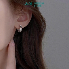 Khuyên Tai Nữ Bạc ADJ 925 Silver Wave Gợn Sóng Xoắn Cá Tính Phá Cách SB118198