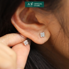 Bông hoa tai nữ Trang sức bạc 925 ADJ đính đá CZ sang trọng cao cấp Giọt Sương Trên Hoa SB13797AD