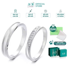Nhẫn Đôi Bạc ADJ 925 Cặp Chéo Đá CZ Phụ Kiện Trang Sức Nữ Cao Cấp