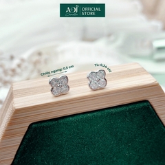 Bông hoa tai nữ Trang sức bạc 925 ADJ đính đá CZ sang trọng cao cấp Giọt Sương Trên Hoa SB13797AD