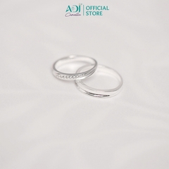 Nhẫn Đôi Bạc ADJ 925 Cặp Chéo Đá CZ Phụ Kiện Trang Sức Nữ Cao Cấp